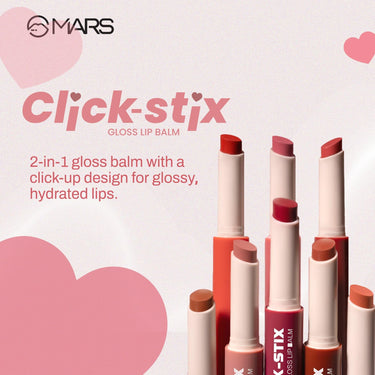 MARS Click Stix Gloss Lip Balm (2.0 gm) (01-BEST NUDE) | High Pigmented | Ultra-Glossy Finish | Non-Sticky | Hydration | Enriched with Cocoa Butter